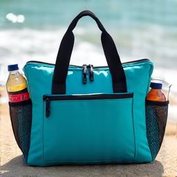 A cooler bag with visible side mesh pockets and a front zippered dry storage compartment.